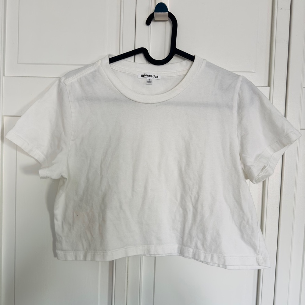Reformation Cropped white T-shirt